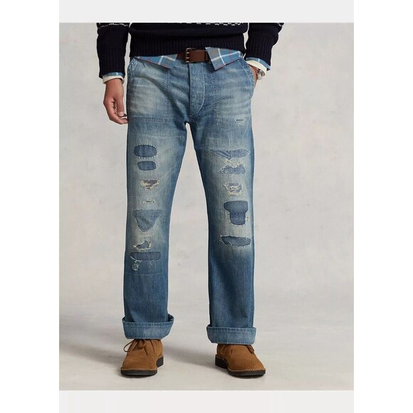 NWT $268 POLO RALPH LAUREN Men's Jeans 34x30 DISTRESSED CLASSIC FIT
